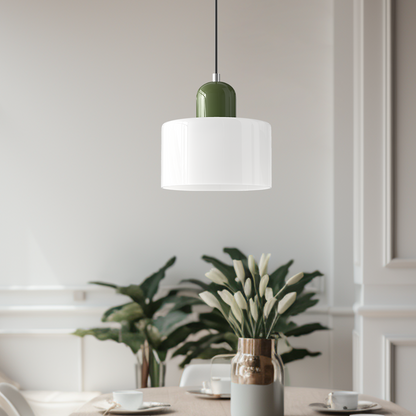 Bauhaus Style Glass Pendant Light for Kitchen Island – Adjustable Height Minimalist Design