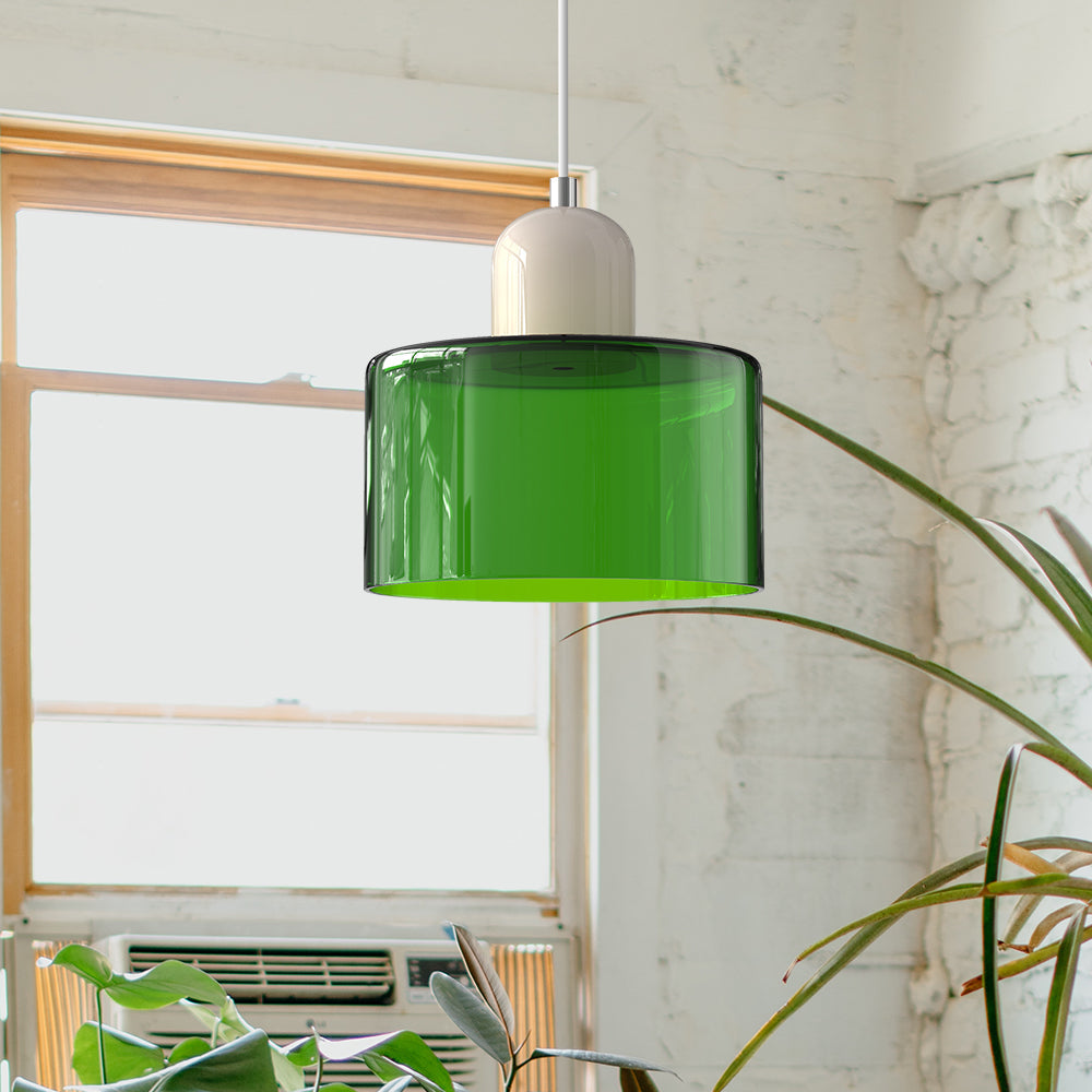 Bauhaus Style Glass Pendant Light for Kitchen Island – Adjustable Height Minimalist Design