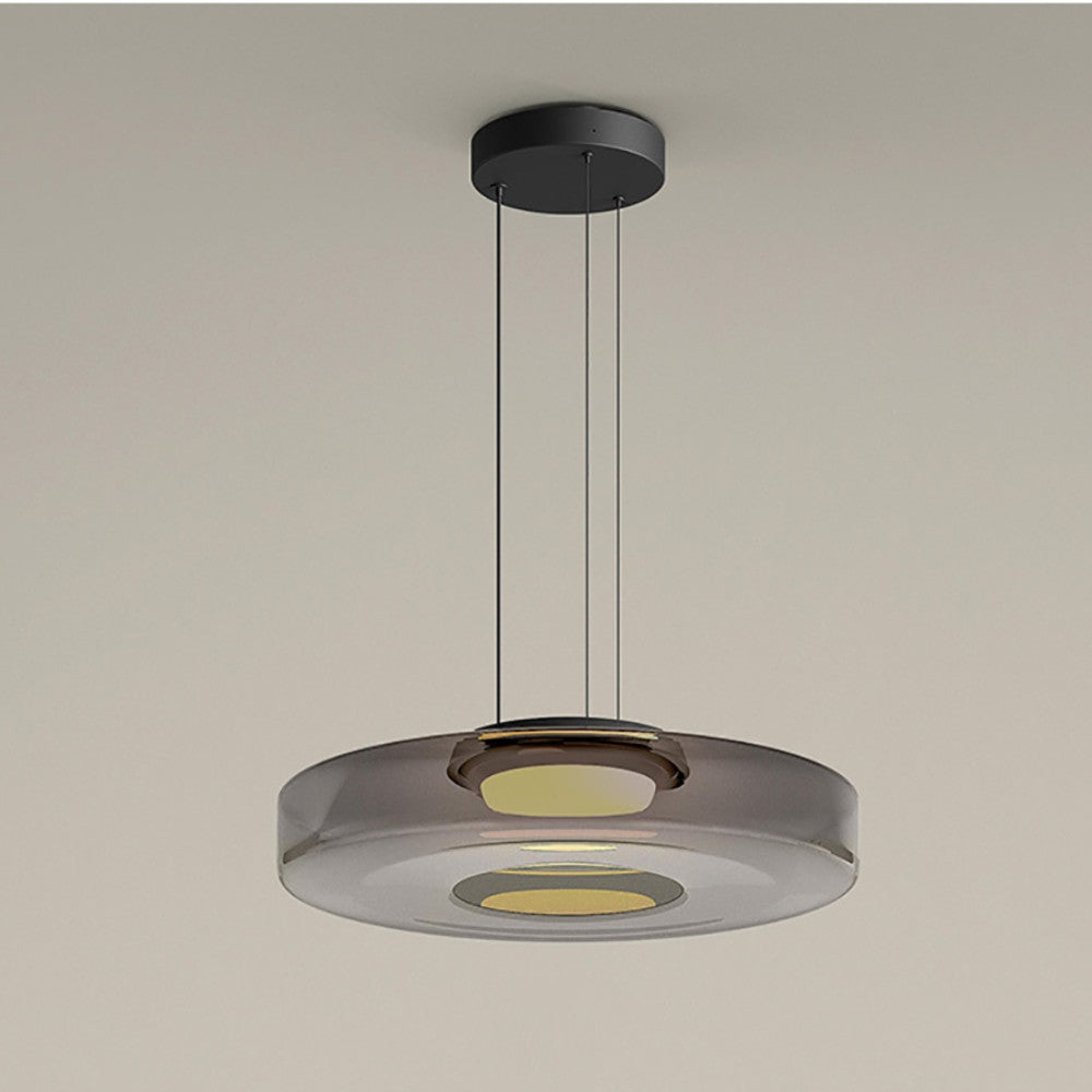 Bauhaus Style Glass Pendant Light with Adjustable Cord for Kitchen and Home Decor - Available in Smoke Grey, Green, and Amber