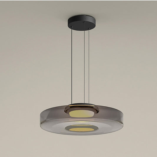 Bauhaus Style Glass Pendant Light with Adjustable Cord for Kitchen and Home Decor - Available in Smoke Grey, Green, and Amber