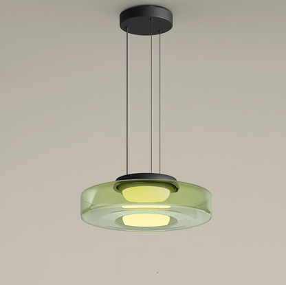 Bauhaus Style Glass Pendant Light with Adjustable Cord for Kitchen and Home Decor - Available in Smoke Grey, Green, and Amber