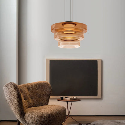 Bauhaus Style Glass Pendant Light with Adjustable Cord for Kitchen and Home Decor - Available in Smoke Grey, Green, and Amber