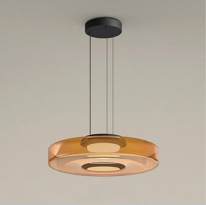 Bauhaus Style Glass Pendant Light with Adjustable Cord for Kitchen and Home Decor - Available in Smoke Grey, Green, and Amber