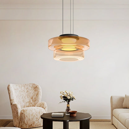 Bauhaus Style Glass Pendant Light with Adjustable Cord for Kitchen and Home Decor - Available in Smoke Grey, Green, and Amber