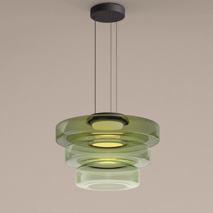 Bauhaus Style Glass Pendant Light with Adjustable Cord for Kitchen and Home Decor - Available in Smoke Grey, Green, and Amber