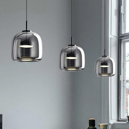 Black Glass Pendant Light – Modern Kitchen Island Lighting Fixture with LED for Elegant Interiors