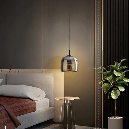 Black Glass Pendant Light – Modern Kitchen Island Lighting Fixture with LED for Elegant Interiors