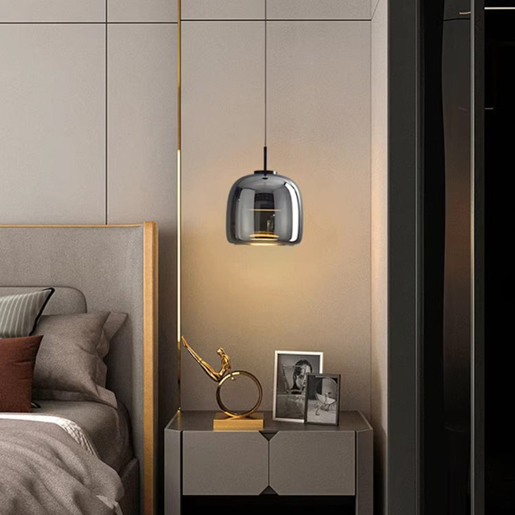 Black Glass Pendant Light – Modern Kitchen Island Lighting Fixture with LED for Elegant Interiors