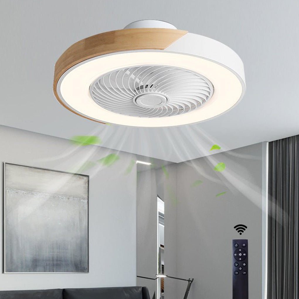 Bladeless Ceiling Fan with Integrated LED Light and Remote Control – Modern 56cm Design for Quiet Operation