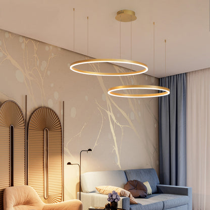 Elegant Black Pendant Light – Dimmable Sculpted Ring Hanging Light for Kitchen or Dining Room Decor