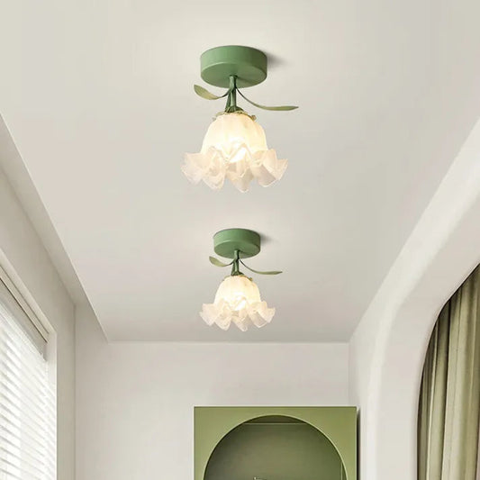 French Tiffany Mini Flower Ceiling Light – Vintage Iron and Glass Design, 7.87 Ø, Elegant Illumination for Home Decor