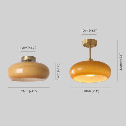 Golden Halo Circular Glass Ceiling Fixture - Elegant Illumination for Any Space