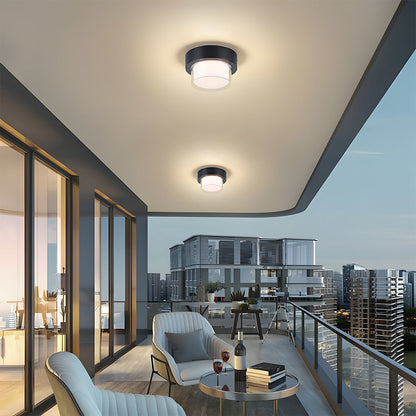 IP68 Outdoor Ceiling Light – Durable Black Flush Mount Fixture for Patios and Porches