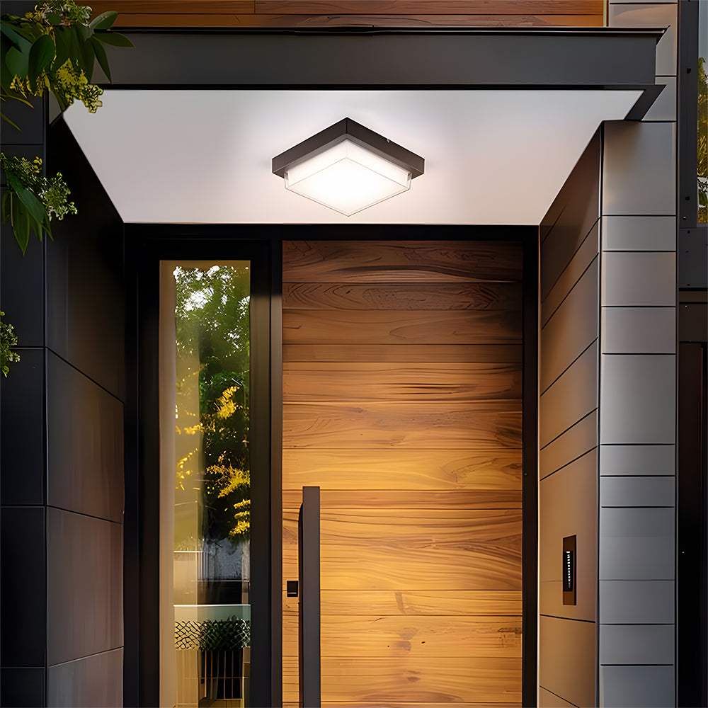 IP68 Outdoor Ceiling Light – Durable Black Flush Mount Fixture for Patios and Porches