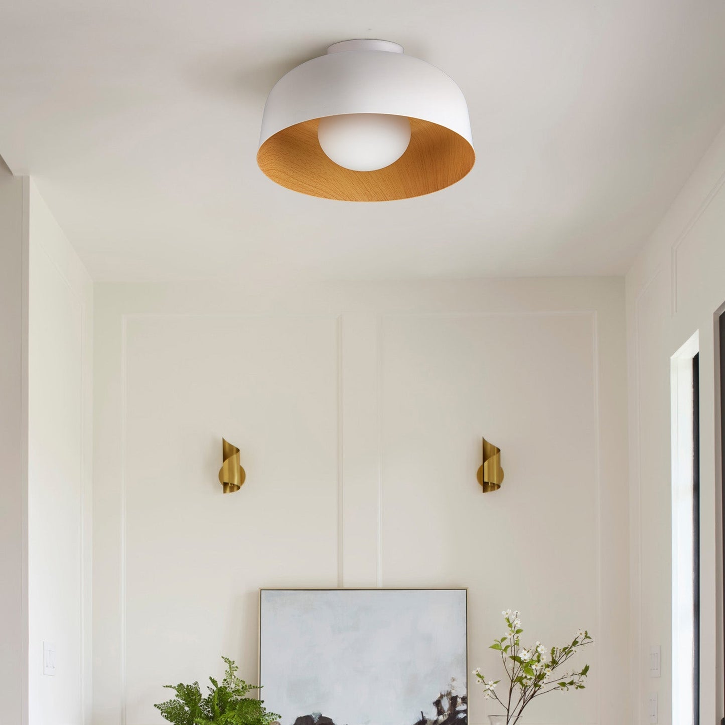 Minimalist Flush Mount Ceiling Light Fixture – Soft Ambient Glow, Customizable G9 LED Bulb Compatible, Modern Iron Design