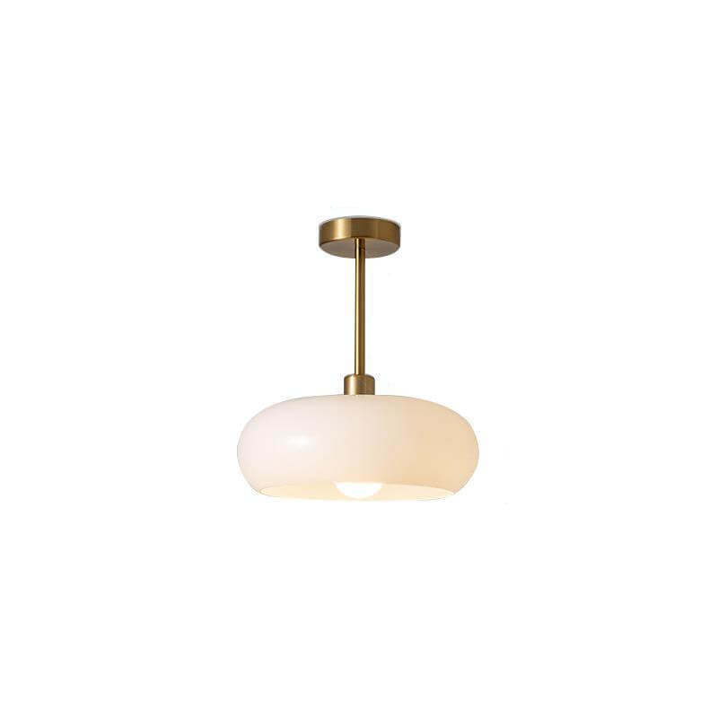 Golden Halo Circular Glass Ceiling Fixture - Elegant Illumination for Any Space