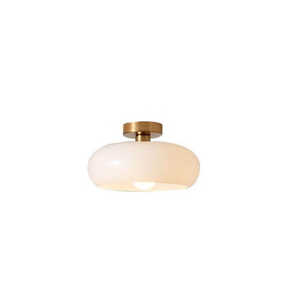 Golden Halo Circular Glass Ceiling Fixture - Elegant Illumination for Any Space