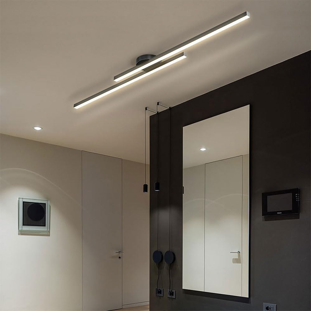Modern Aluminium LED Flush Mount Ceiling Light Fixture for Living Room and Bedroom, Energy Efficient Design