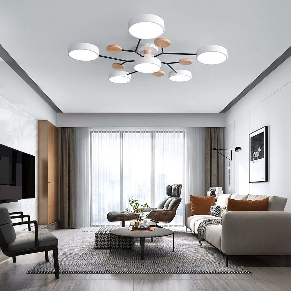 Modern Circular LED Ceiling Light Fixture – Energy-Efficient Chandelier for Living Room, Bedroom, Hallway