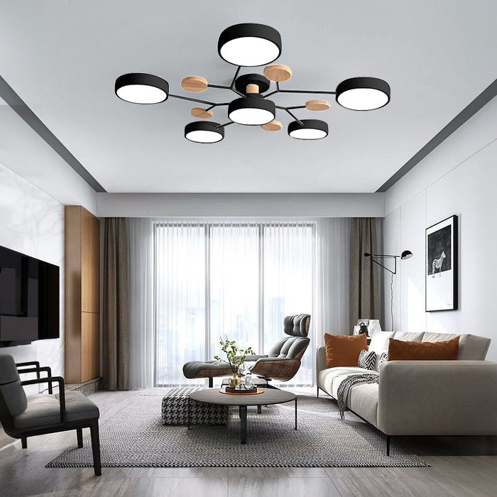 Modern Circular LED Ceiling Light Fixture – Energy-Efficient Chandelier for Living Room, Bedroom, Hallway