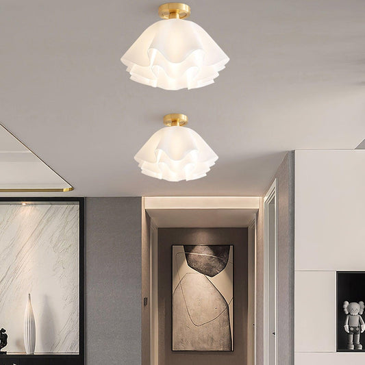 Modern Copper Flush Mount Ceiling Light Fixture – Unique Folded LED Design for Home Decor, Energy Efficient Illumination