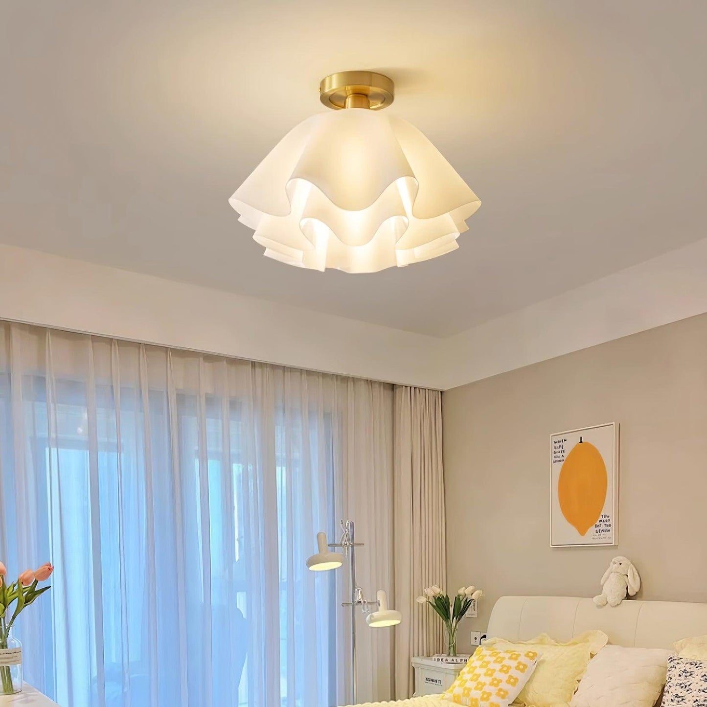 Modern Copper Flush Mount Ceiling Light Fixture – Unique Folded LED Design for Home Decor, Energy Efficient Illumination