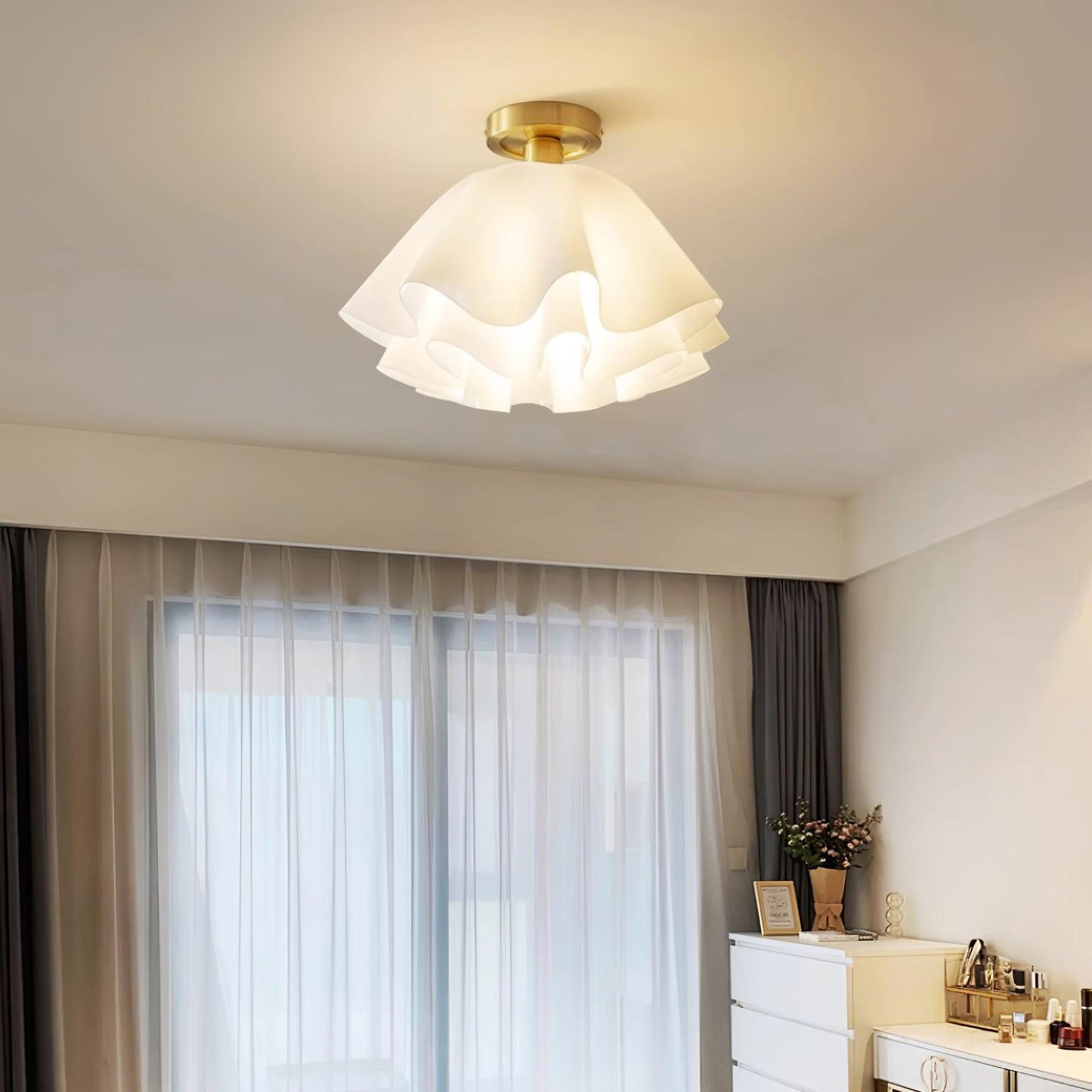 Modern Copper Flush Mount Ceiling Light Fixture – Unique Folded LED Design for Home Decor, Energy Efficient Illumination