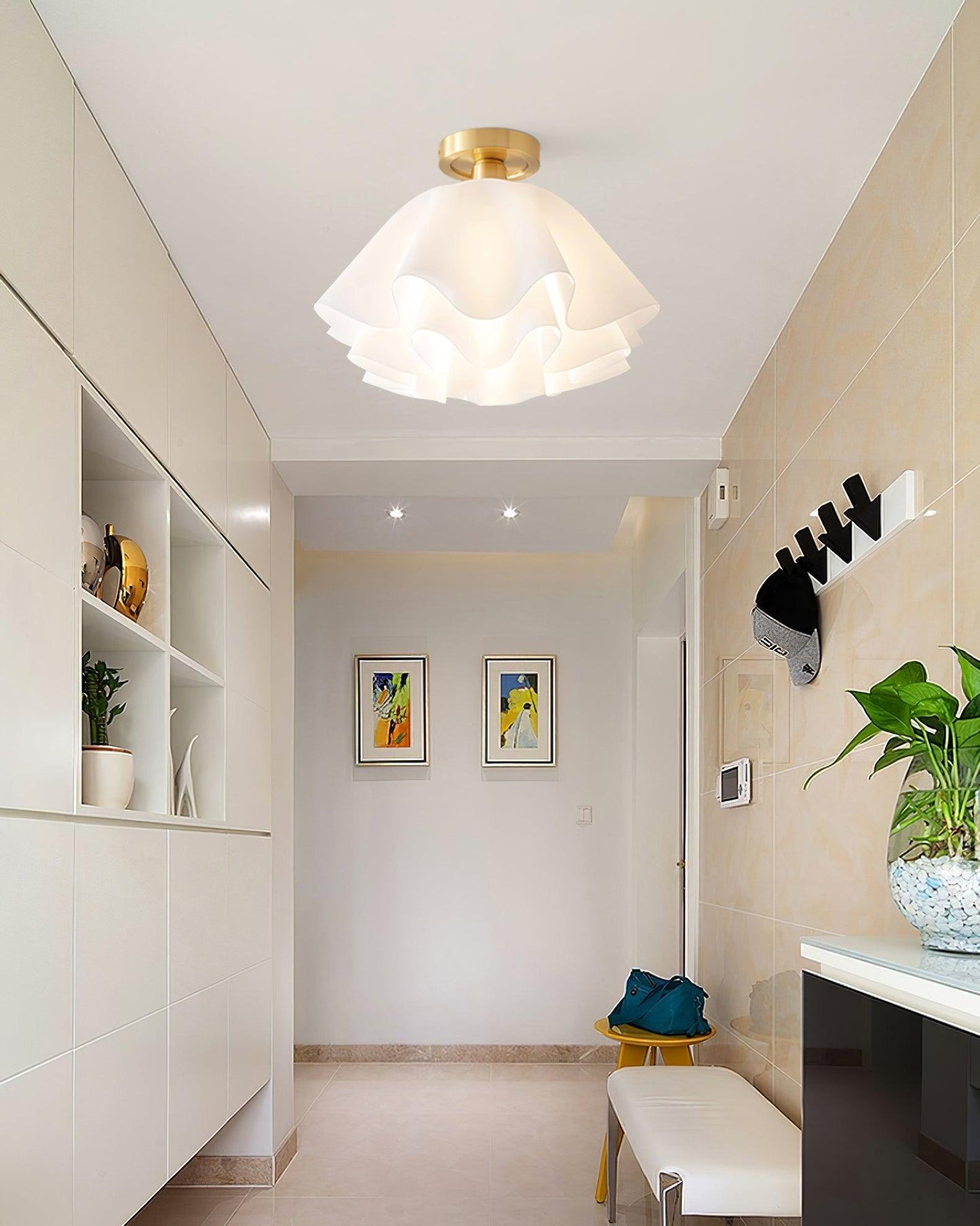 Modern Copper Flush Mount Ceiling Light Fixture – Unique Folded LED Design for Home Decor, Energy Efficient Illumination