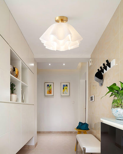 Modern Copper Flush Mount Ceiling Light Fixture – Unique Folded LED Design for Home Decor, Energy Efficient Illumination
