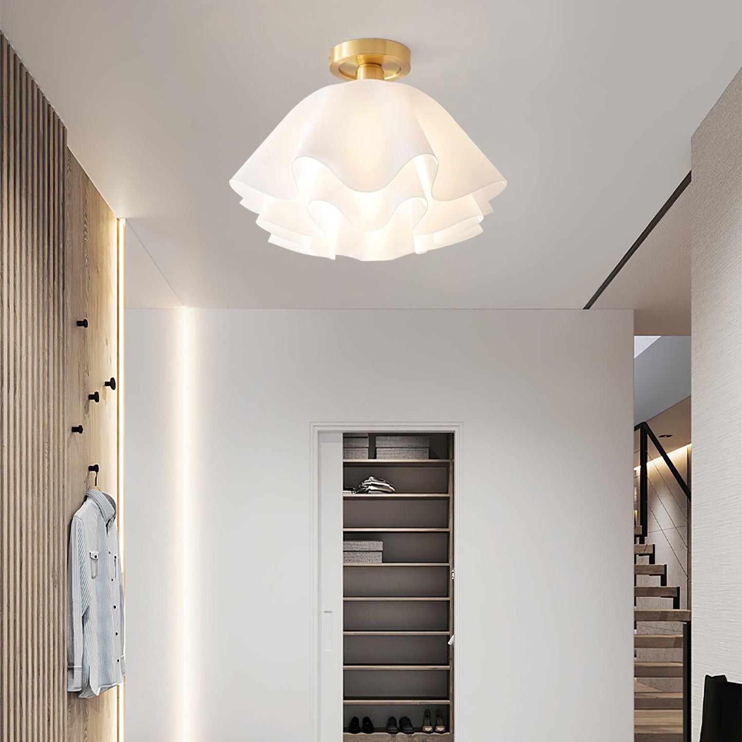 Modern Copper Flush Mount Ceiling Light Fixture – Unique Folded LED Design for Home Decor, Energy Efficient Illumination