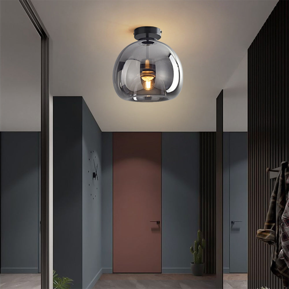 Modern Copper Glass Ceiling Light Fixture for Hallway and Living Room - Elegant Design, Easy Installation, Versatile Use