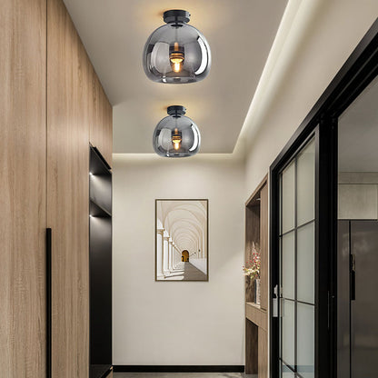 Modern Copper Glass Ceiling Light Fixture for Hallway and Living Room - Elegant Design, Easy Installation, Versatile Use