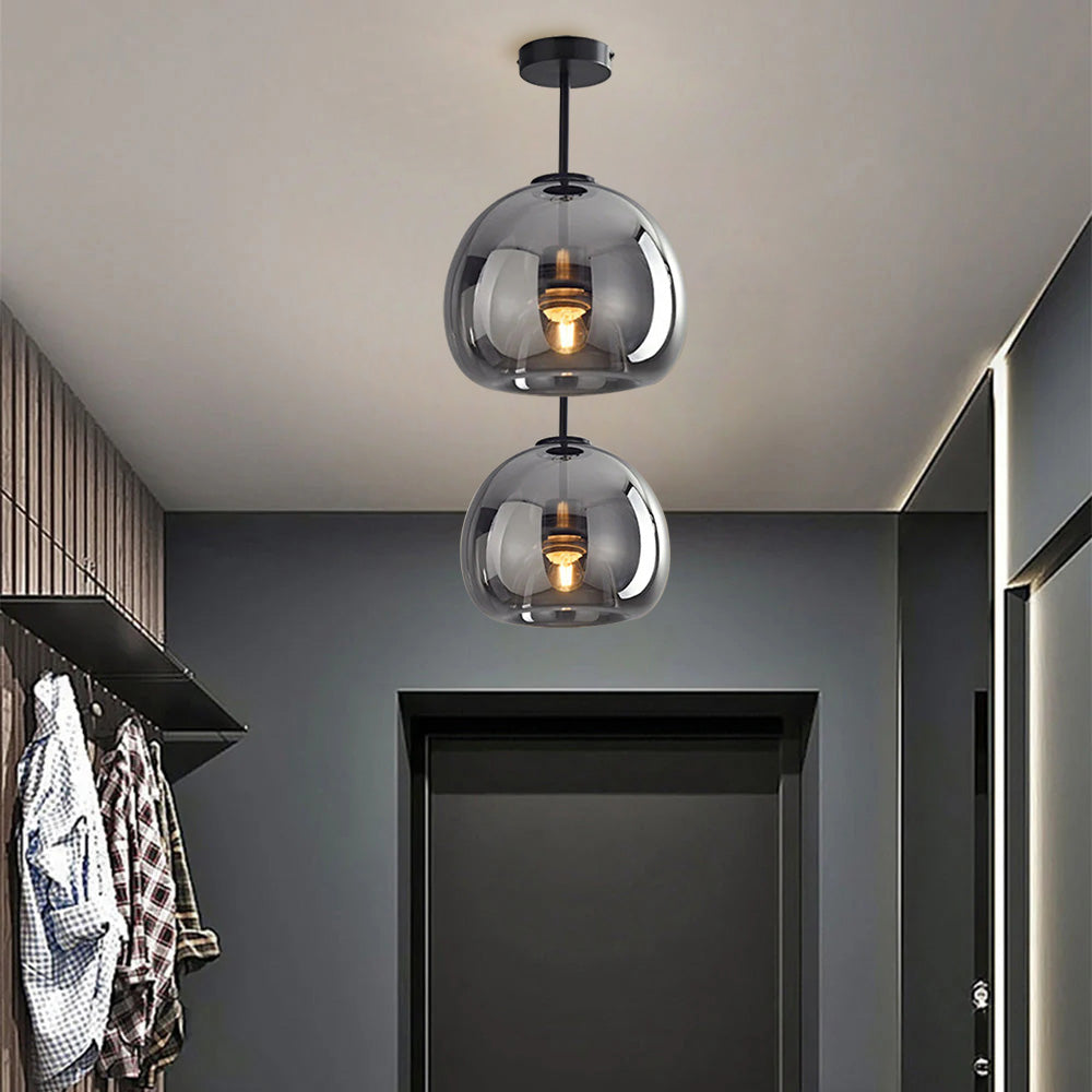 Modern Copper Glass Ceiling Light Fixture for Hallway and Living Room - Elegant Design, Easy Installation, Versatile Use