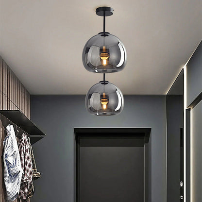 Modern Copper Glass Ceiling Light Fixture for Hallway and Living Room - Elegant Design, Easy Installation, Versatile Use