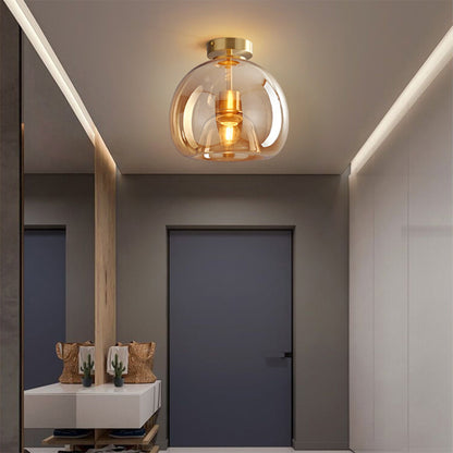 Modern Copper Glass Ceiling Light Fixture for Hallway and Living Room - Elegant Design, Easy Installation, Versatile Use