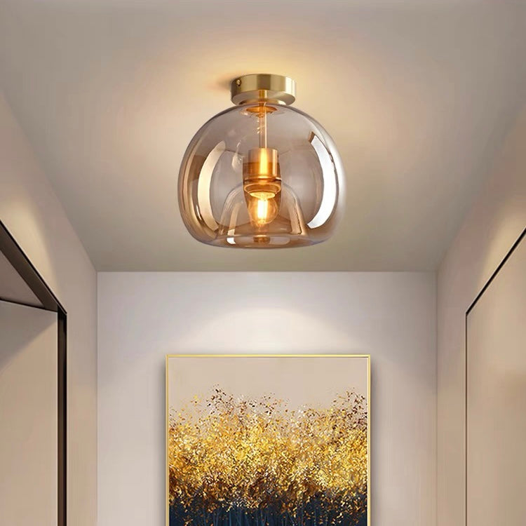 Modern Copper Glass Ceiling Light Fixture for Hallway and Living Room - Elegant Design, Easy Installation, Versatile Use