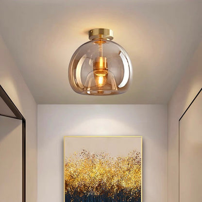 Modern Copper Glass Ceiling Light Fixture for Hallway and Living Room - Elegant Design, Easy Installation, Versatile Use