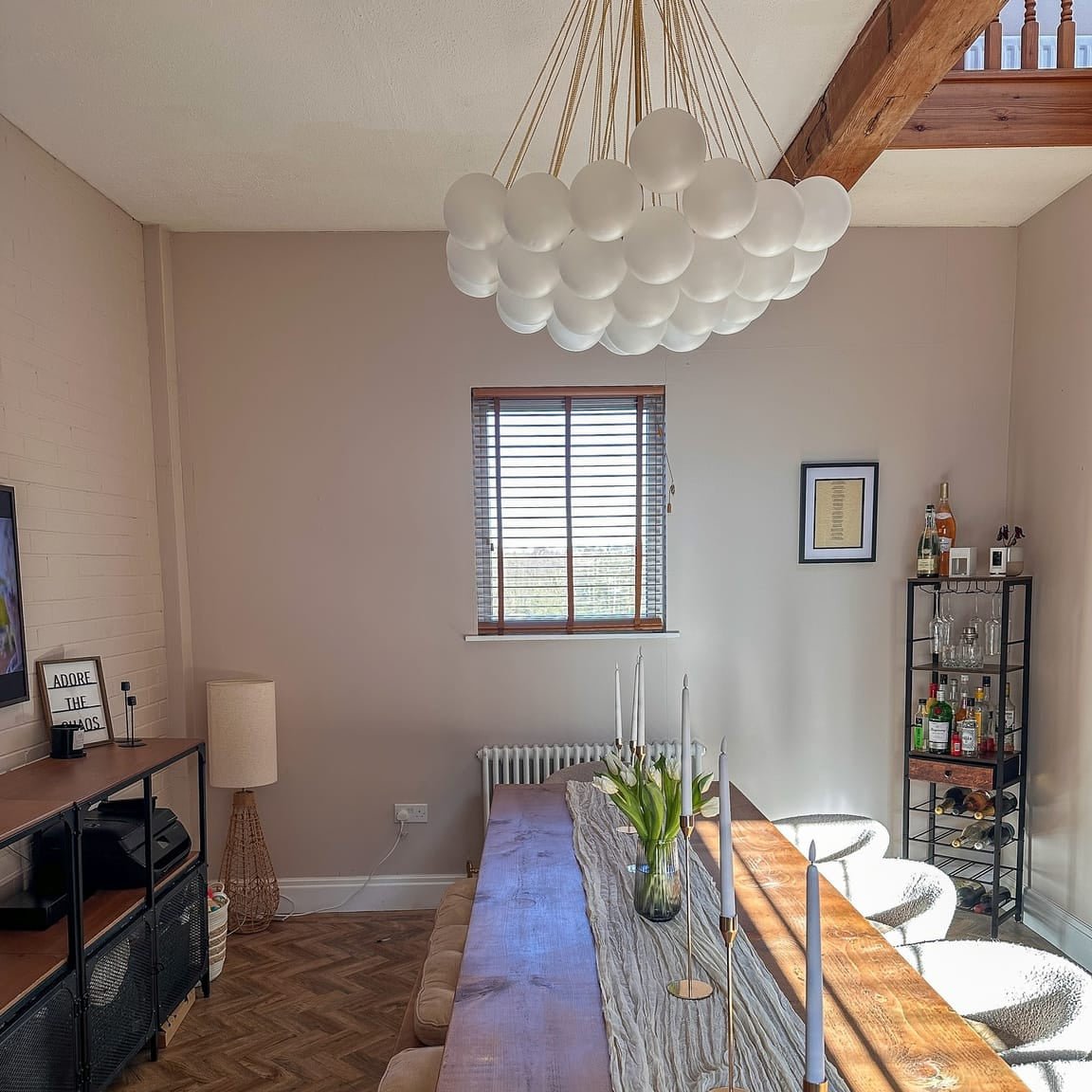 Modern Glass Bubble Chandelier Light – Three-Light Cluster Fixture with Brass Finish for Dining Room