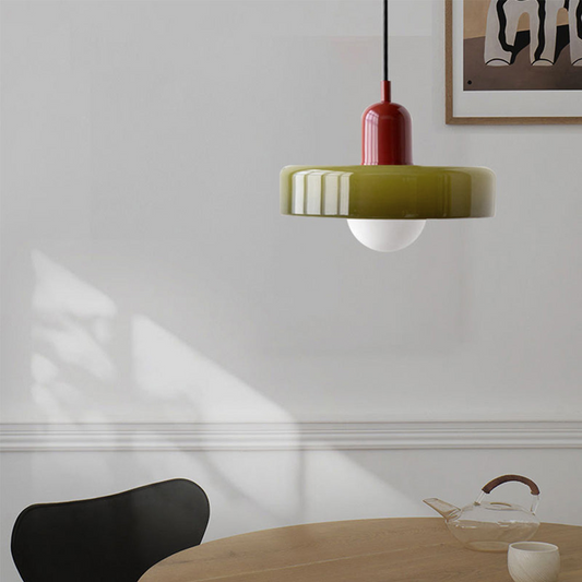 Modern Glass Pendant Light – Bauhaus Design for Kitchen Island and Dining Room – Energy Efficient Hanging Light