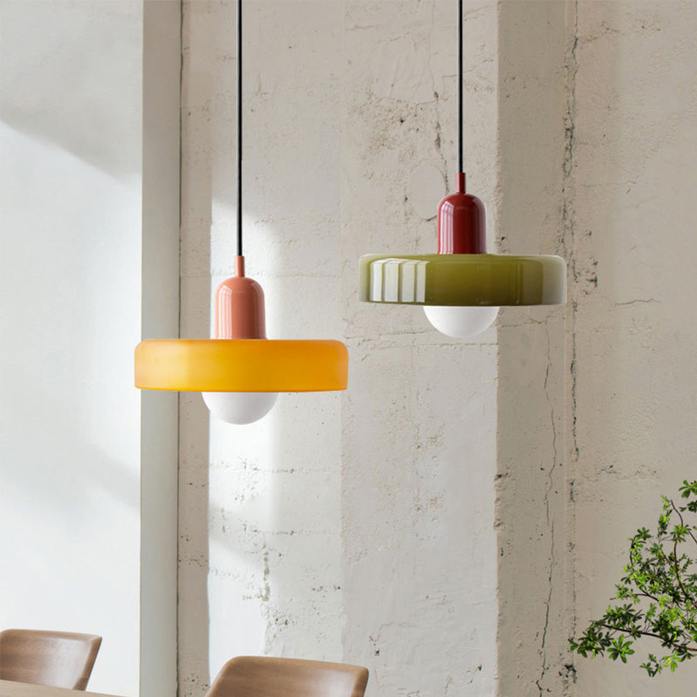Modern Glass Pendant Light – Bauhaus Design for Kitchen Island and Dining Room – Energy Efficient Hanging Light