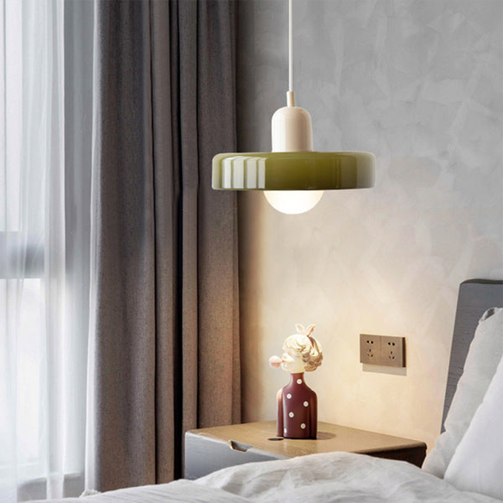 Modern Glass Pendant Light – Bauhaus Design for Kitchen Island and Dining Room – Energy Efficient Hanging Light