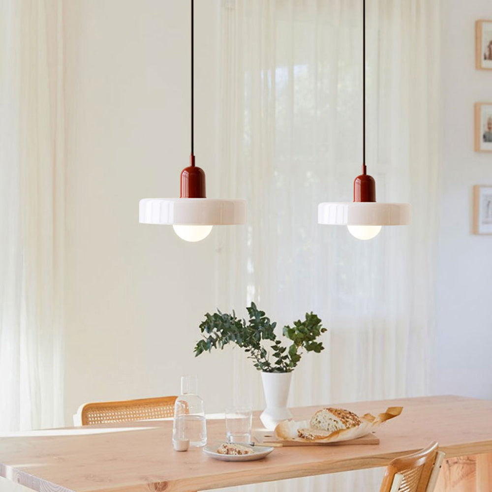 Modern Glass Pendant Light – Bauhaus Design for Kitchen Island and Dining Room – Energy Efficient Hanging Light