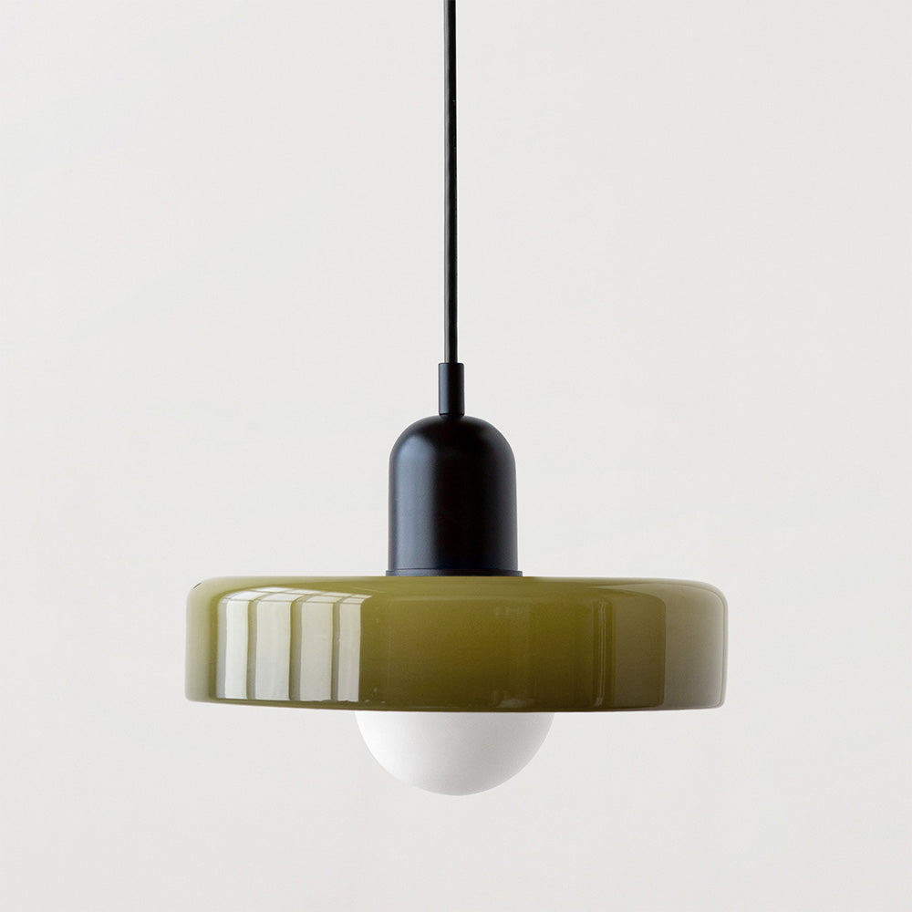 Modern Glass Pendant Light – Bauhaus Design for Kitchen Island and Dining Room – Energy Efficient Hanging Light