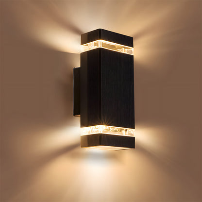 Modern IP65 Black Outdoor Wall Light – Up Down Illumination for Gardens and Patios