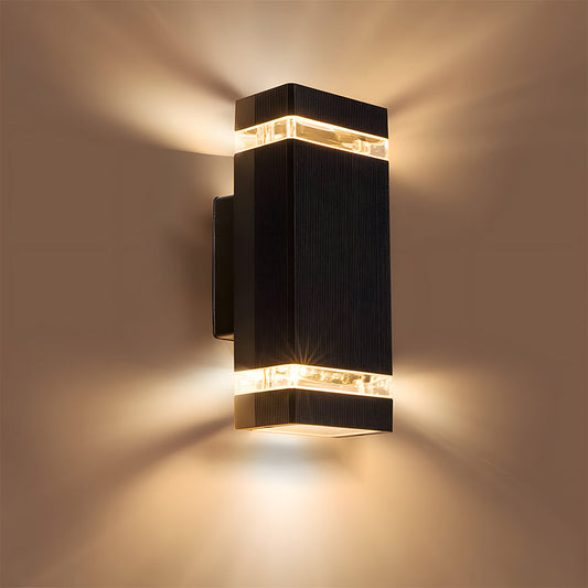 Modern IP65 Black Outdoor Wall Light – Up Down Illumination for Gardens and Patios