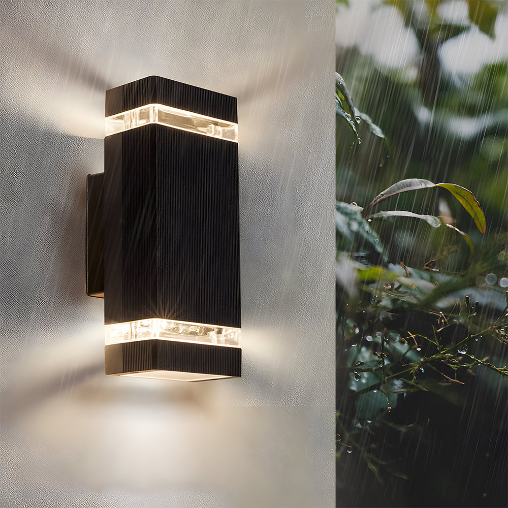 Modern IP65 Black Outdoor Wall Light – Up Down Illumination for Gardens and Patios