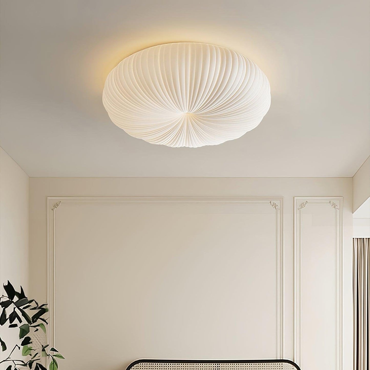 Modern LED Flush Mount Ceiling Light Fixture with Remote Control and Adjustable Brightness - Metal and PE Acrylic Design