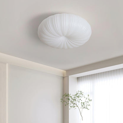 Modern LED Flush Mount Ceiling Light Fixture with Remote Control and Adjustable Brightness - Metal and PE Acrylic Design