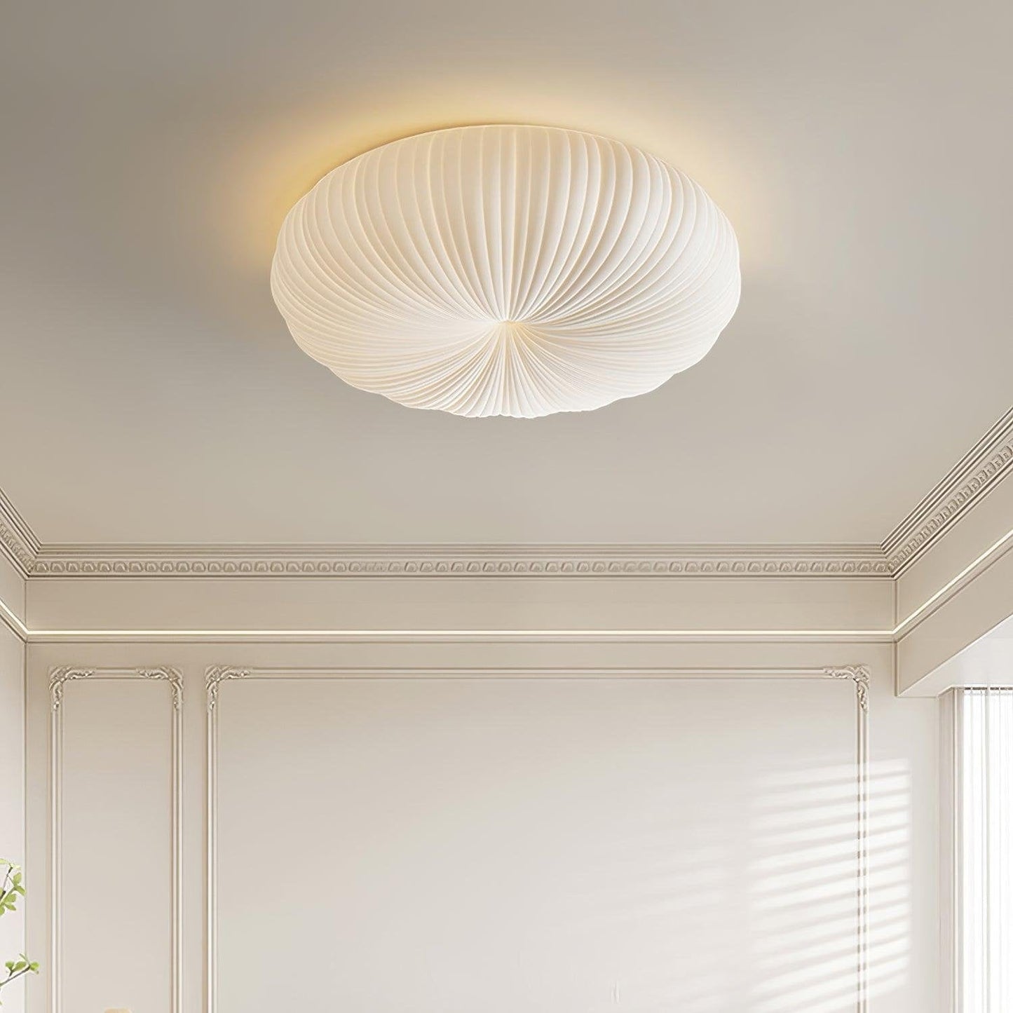 Modern LED Flush Mount Ceiling Light Fixture with Remote Control and Adjustable Brightness - Metal and PE Acrylic Design