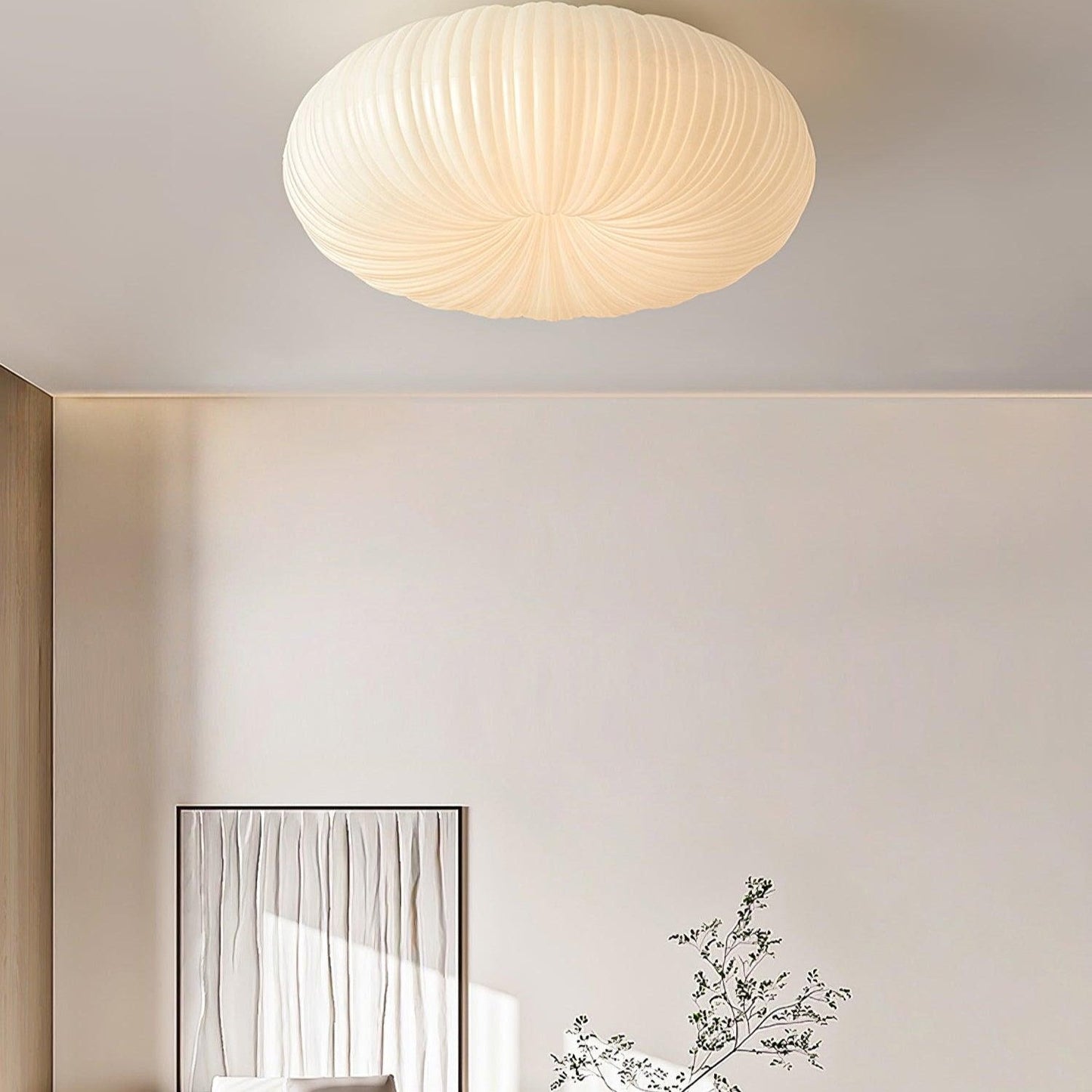 Modern LED Flush Mount Ceiling Light Fixture with Remote Control and Adjustable Brightness - Metal and PE Acrylic Design